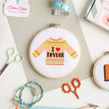 Load image into Gallery viewer, I Love Taylor Cross Stitch Kit - Orange Tones