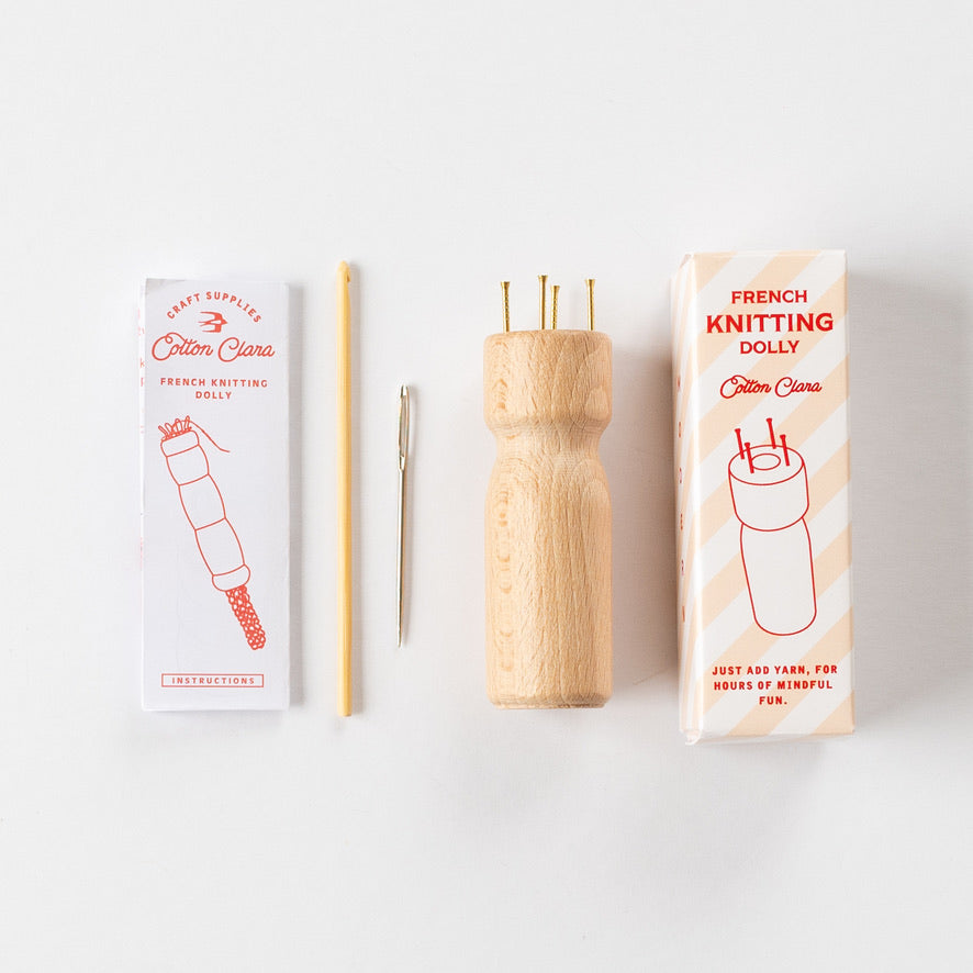 French Knitting Bobbin with Instructions Hook Needle Cotton Clara