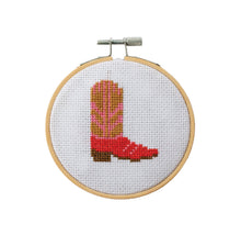 Load image into Gallery viewer, Cowboy Boot Mini Cross Stitch Kit