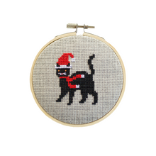Load image into Gallery viewer, Black Cat Christmas Cross Stitch Kit
