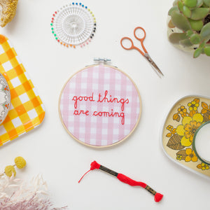 Good Things Gingham Embroidery Hoop Kit