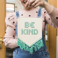 Load image into Gallery viewer, Be kind wooden embroidery kit in green