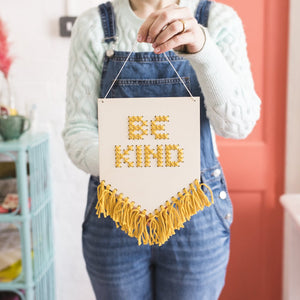 Be kind wooden embroidery kit in mustard