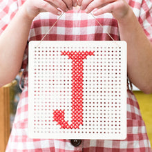 Load image into Gallery viewer, Red Cross Stitch Wooden Peg Board Kit