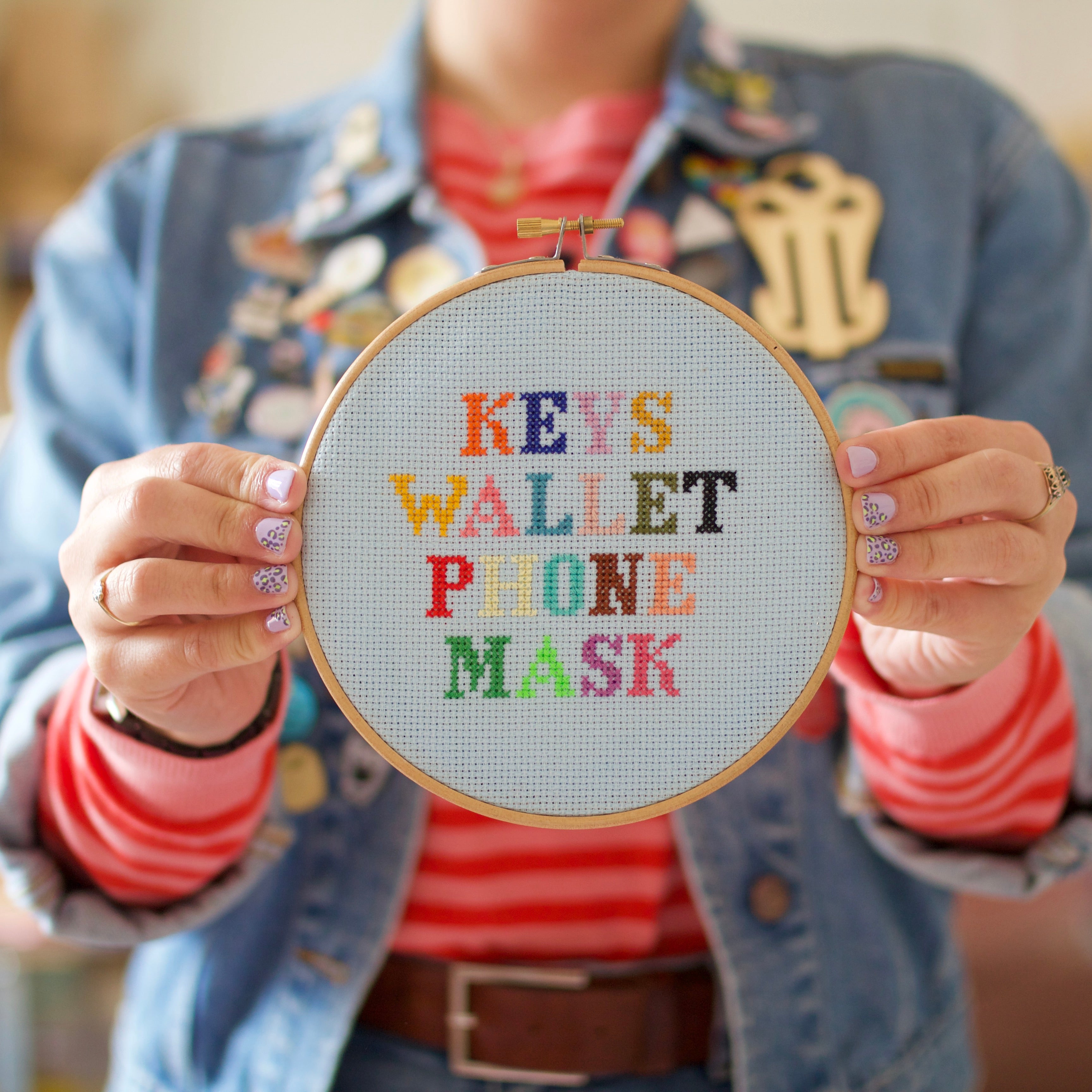 Keys, Wallet, Phone, Mask....a free cross stitch pattern!