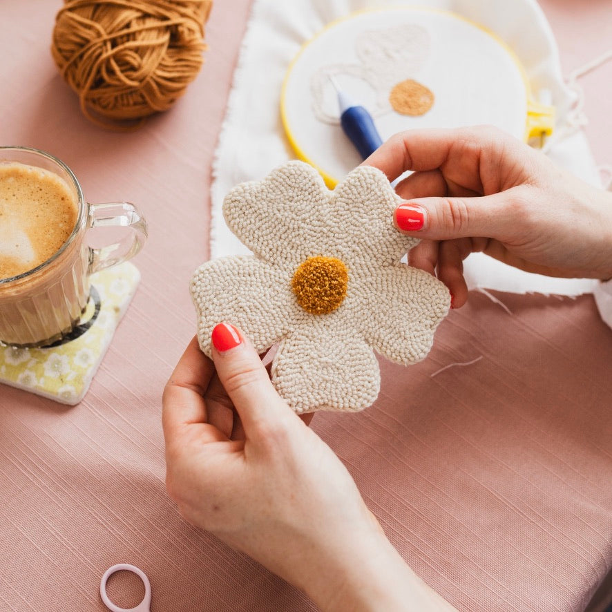 Punch Needle Daisy Coasters Hoop Club One Off Box