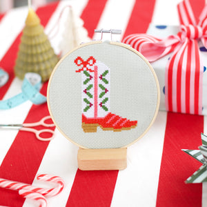 Christmas Cowboy Boot Cross Stitch Kit