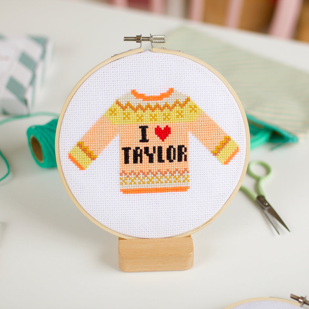 I Love Taylor Cross Stitch Kit - Orange Tones