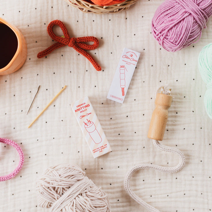 French Knitting Bobbin with Instructions, Hook & Needle