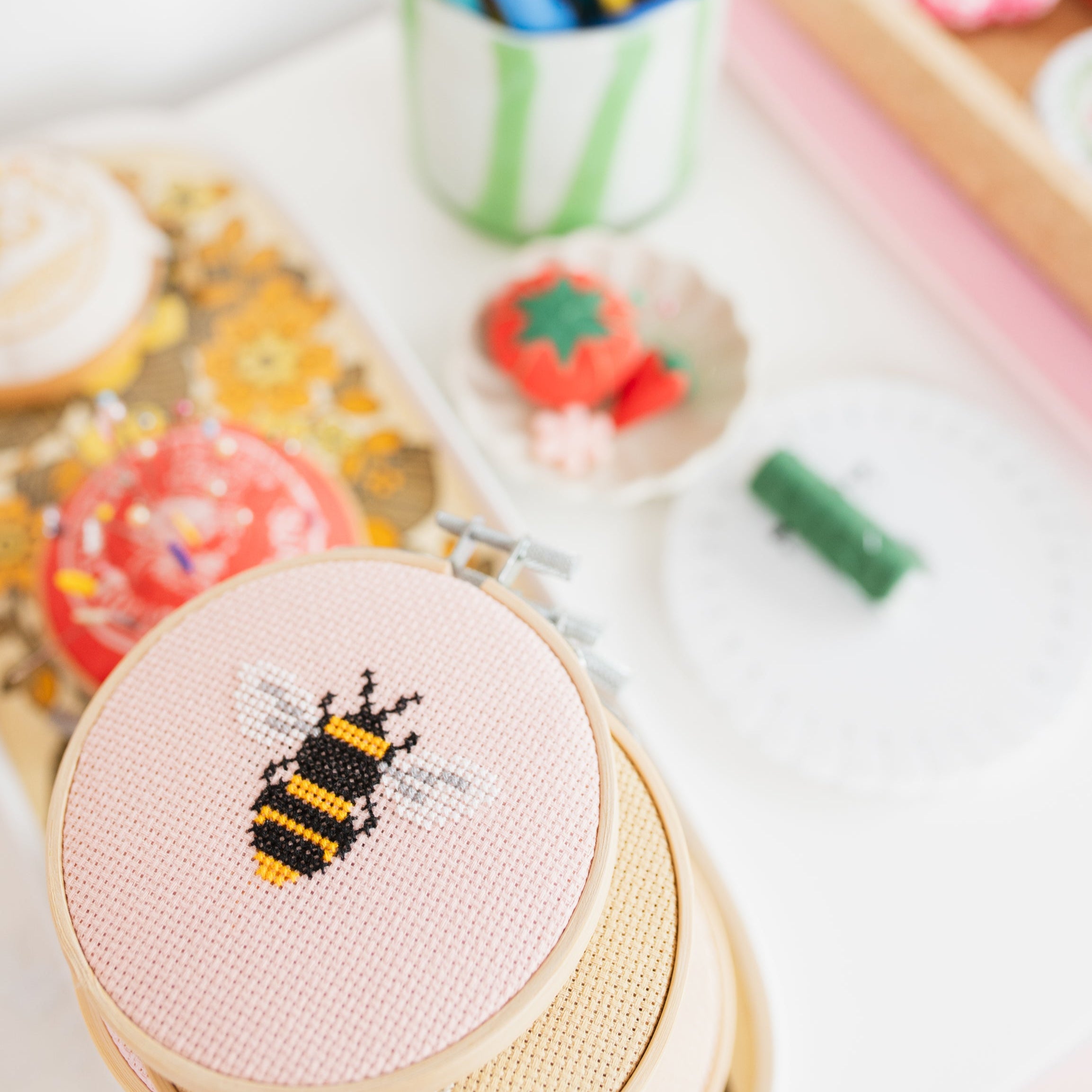 Bee Mini Cross Stitch PDF Pattern – Instant Download