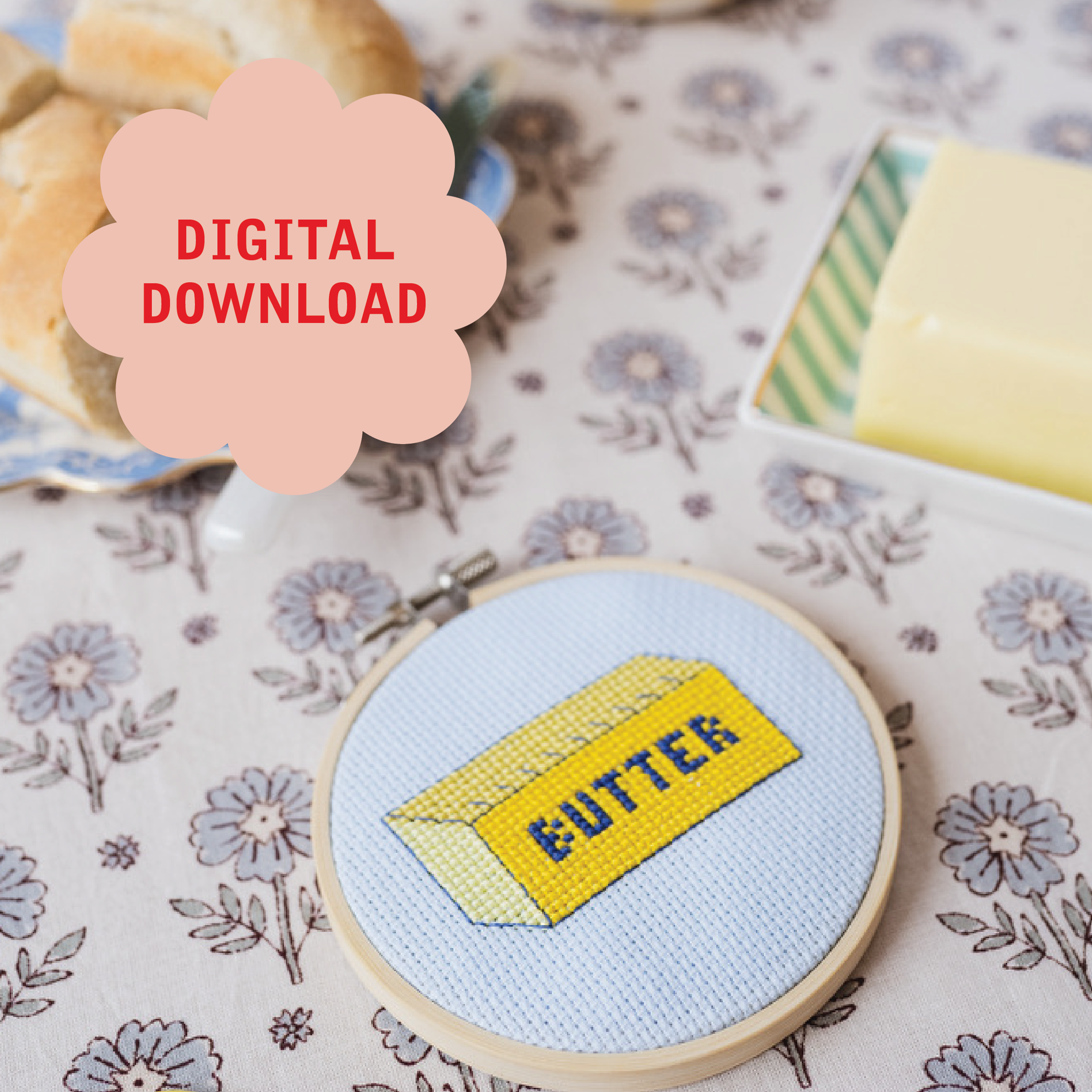 Butter Cross Stitch PDF Pattern – Instant Download