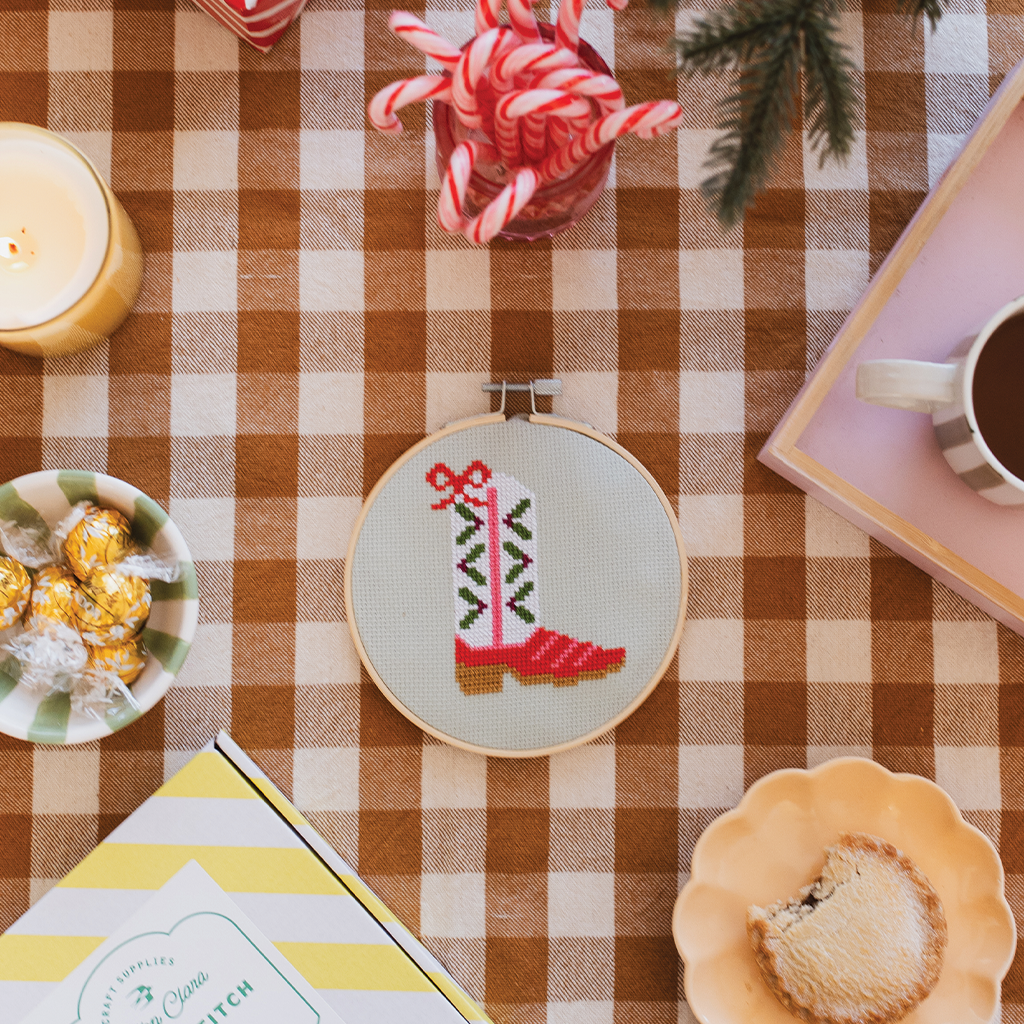 Christmas Cowboy Boot Cross Stitch Kit