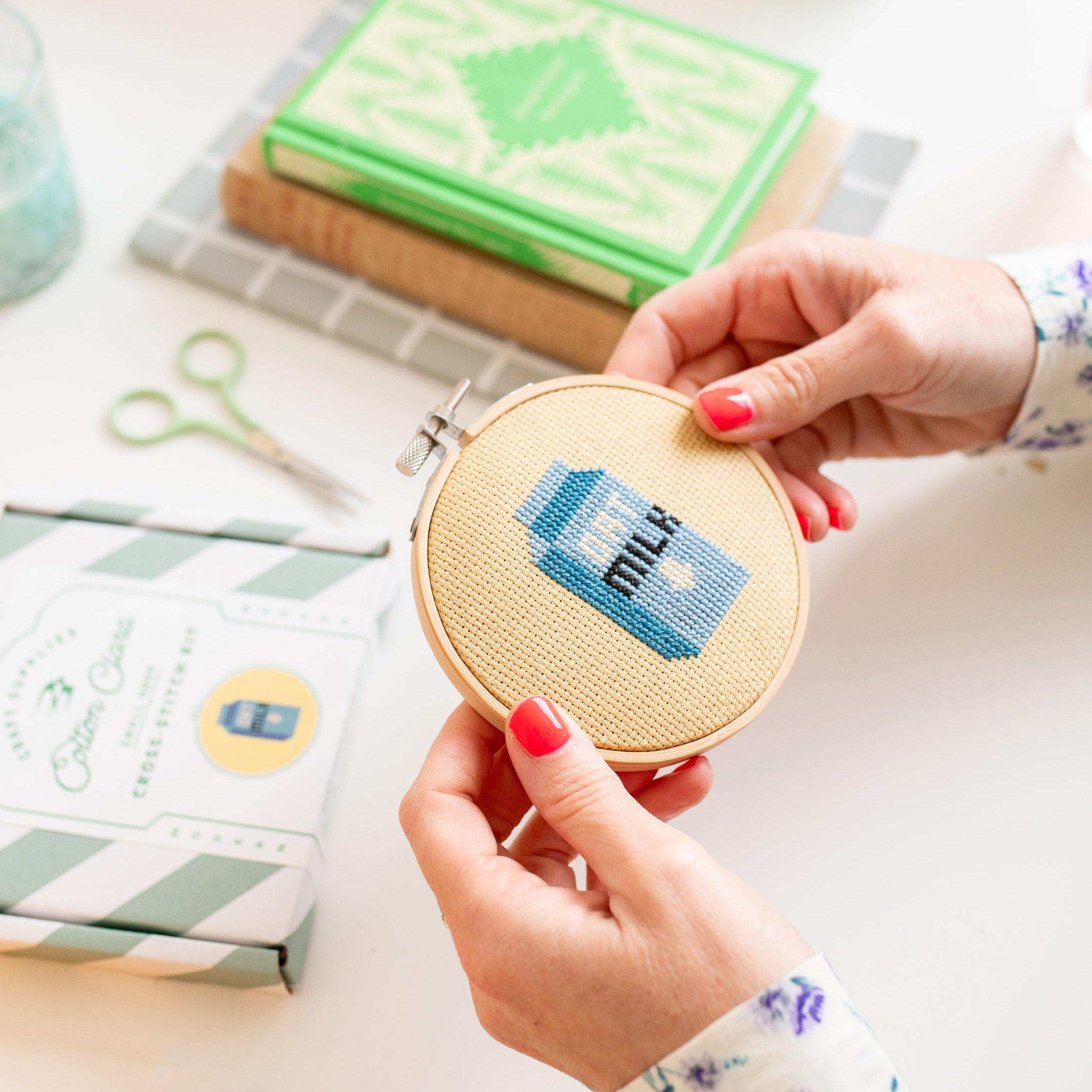 Oat Milk Mini Cross Stitch PDF Pattern – Instant Download