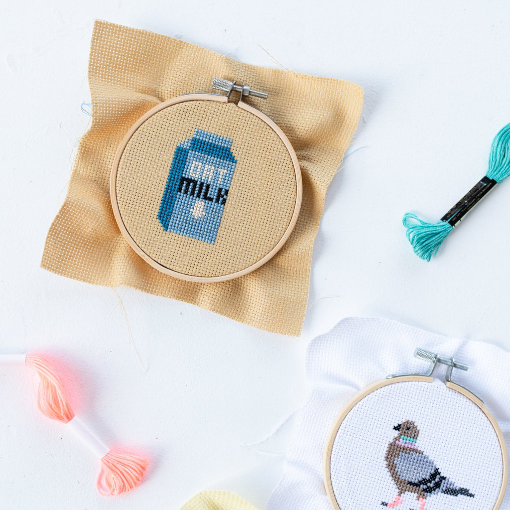 Oat Milk Mini Cross Stitch PDF Pattern – Instant Download
