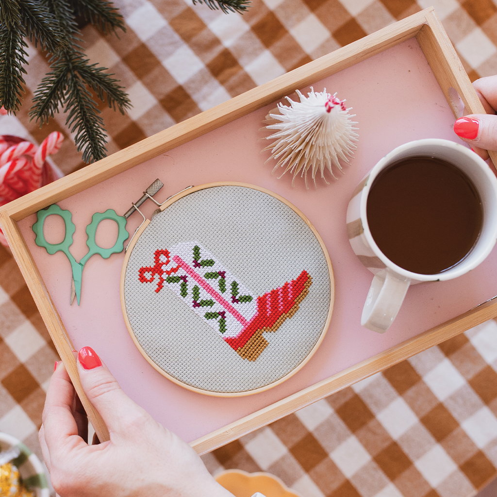 Christmas Cowboy Boot Cross Stitch Kit