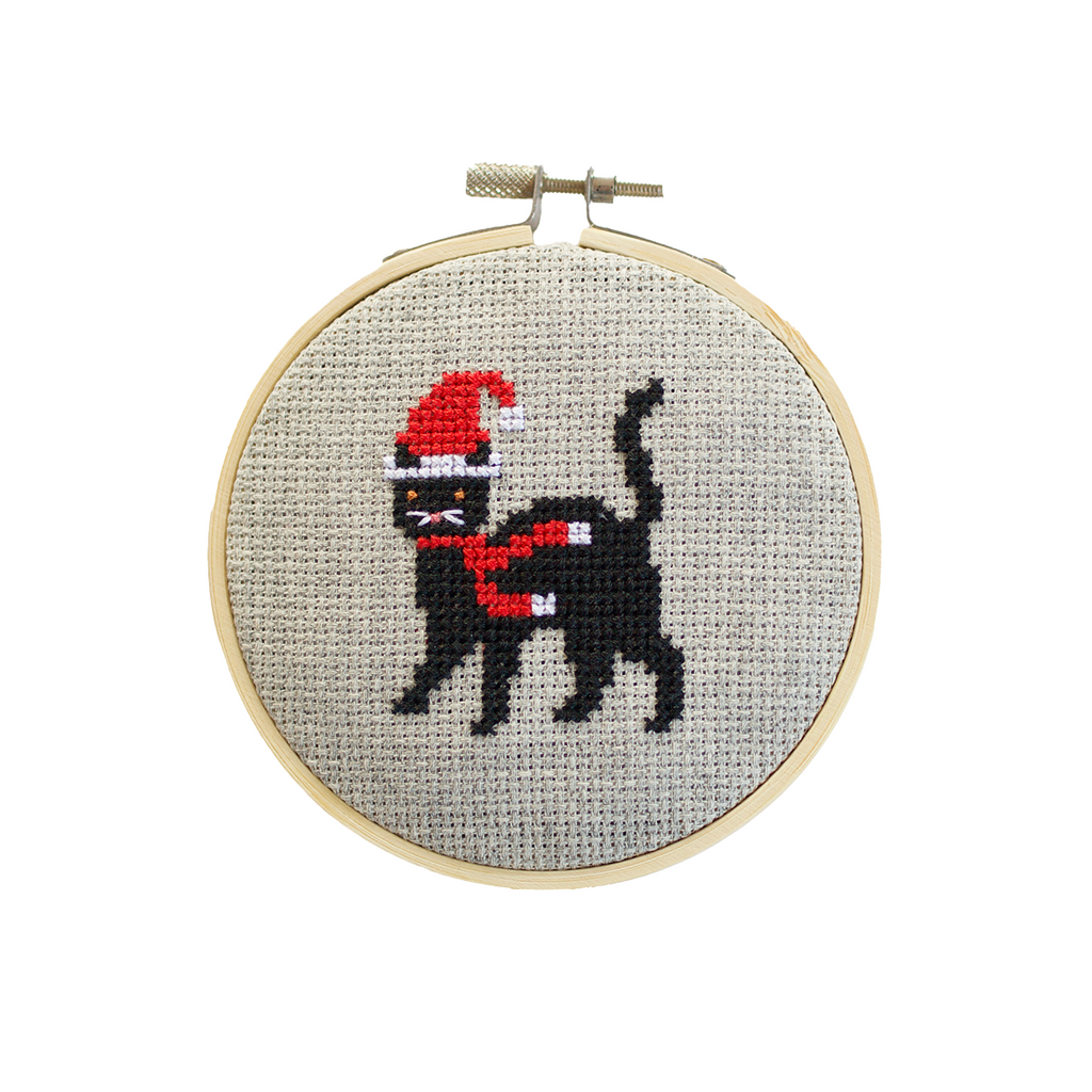 Black Cat Christmas Cross Stitch Kit