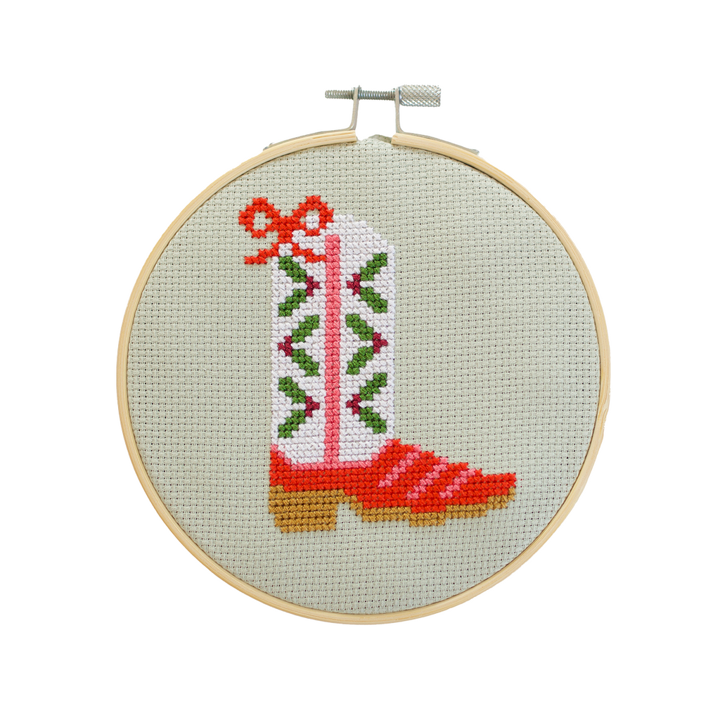 Christmas Cowboy Boot Cross Stitch Kit