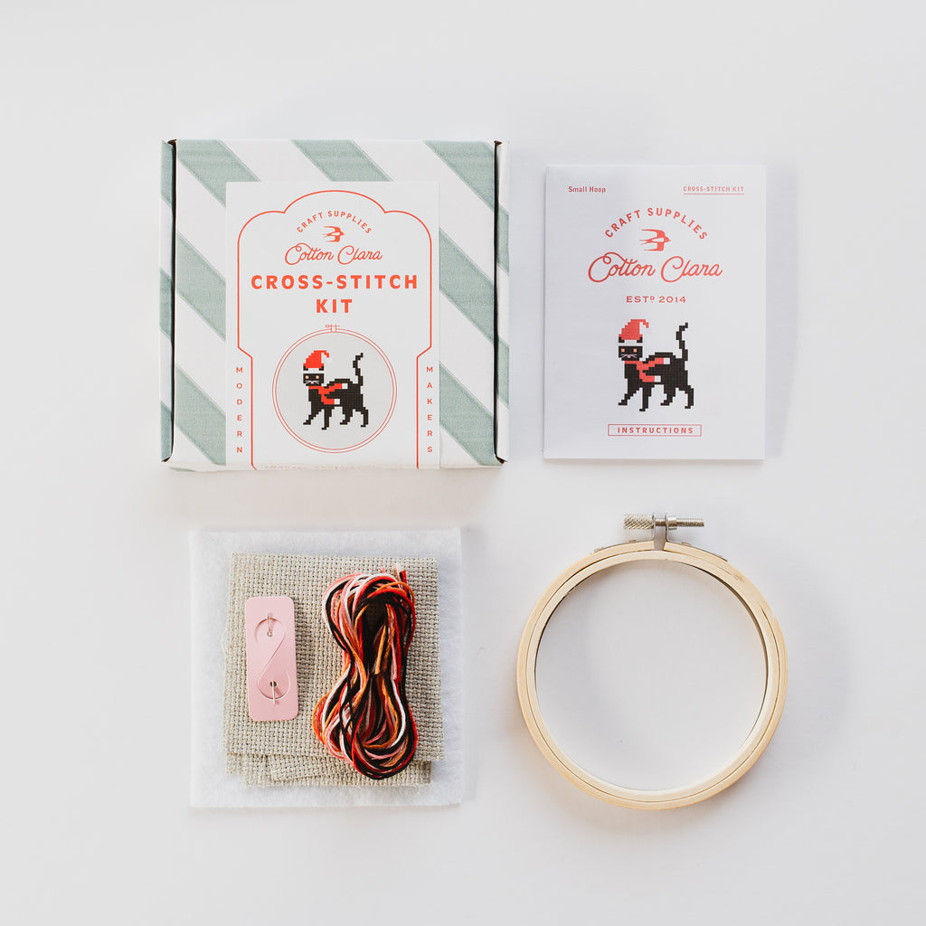 Black Cat Christmas Cross Stitch Kit