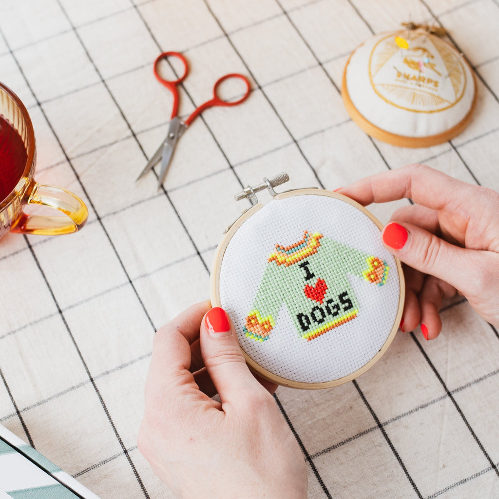 I Love Dogs Mini Cross Stitch PDF Pattern – Instant Download