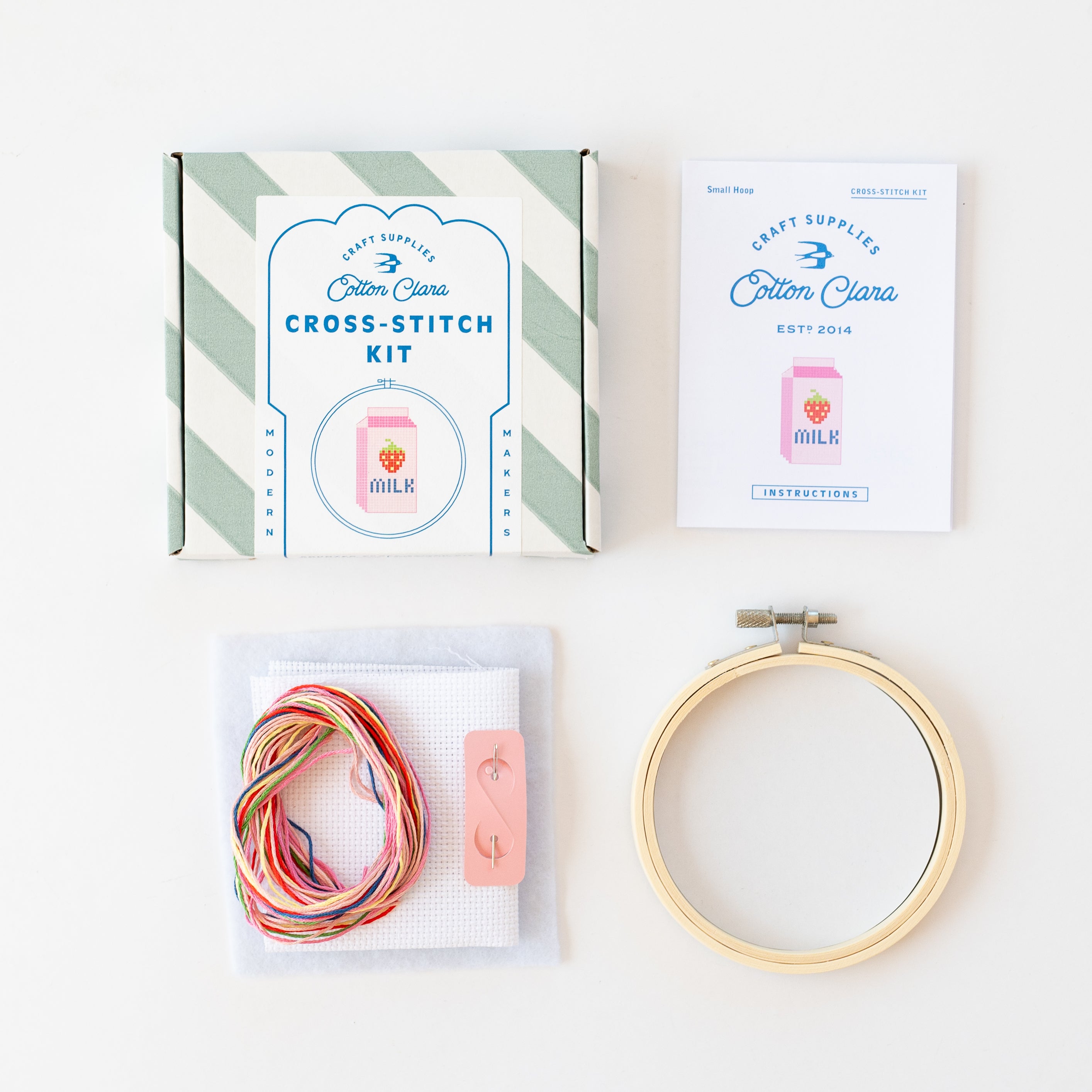 Strawberry Milk Beginner Cross Stitch Kit