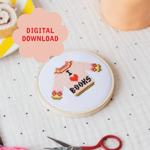 I Love Books Cross Stitch PDF Pattern – Instant Download