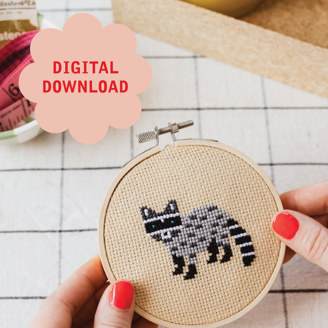 Raccoon Cross Stitch PDF Pattern – Instant Download