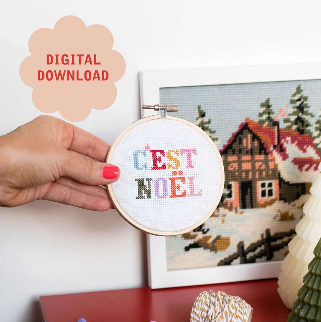 C'est Noel Christmas Cross Stitch PDF Pattern – Instant Download