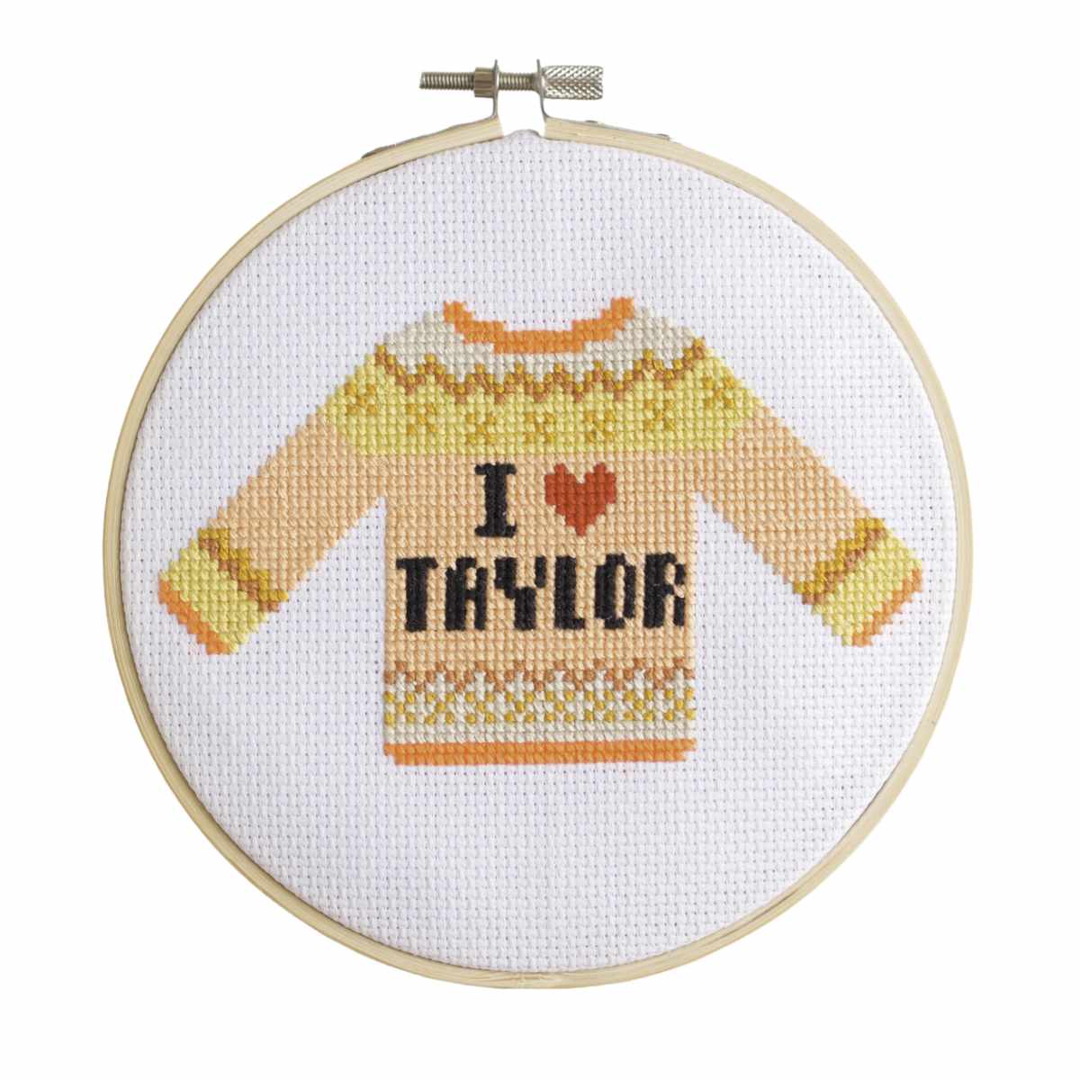 I Love Taylor Cross Stitch Kit - Orange Tones