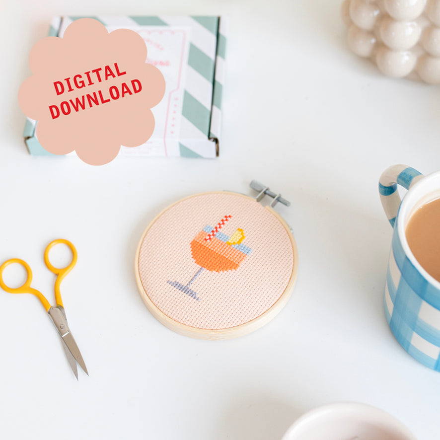 Aperol Mini Cross Stitch PDF Pattern – Instant Download