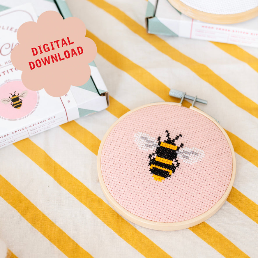 Bee Mini Cross Stitch PDF Pattern – Instant Download
