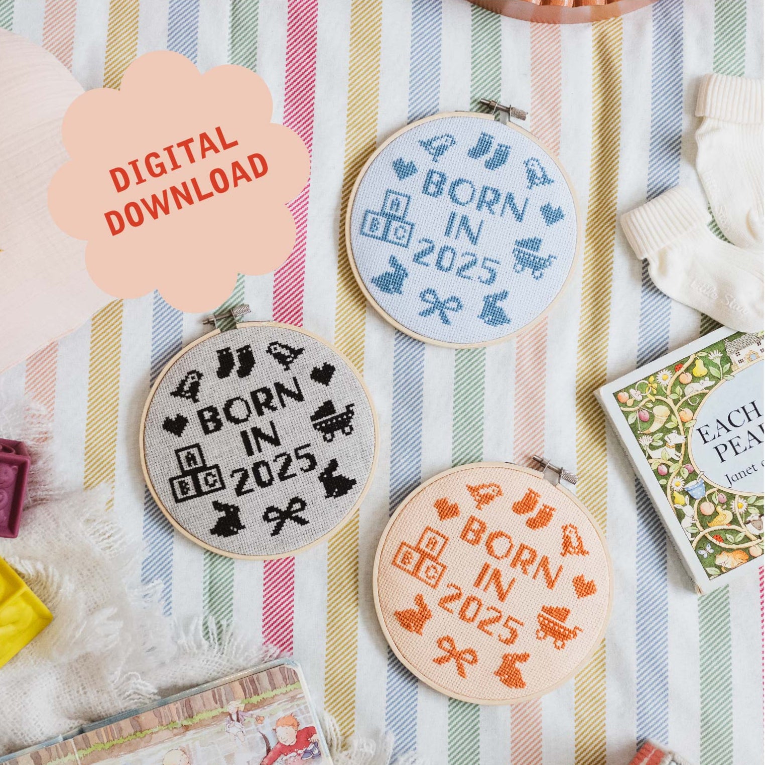 Born In 2025 Cross Stitch Kit PDF Pattern Only