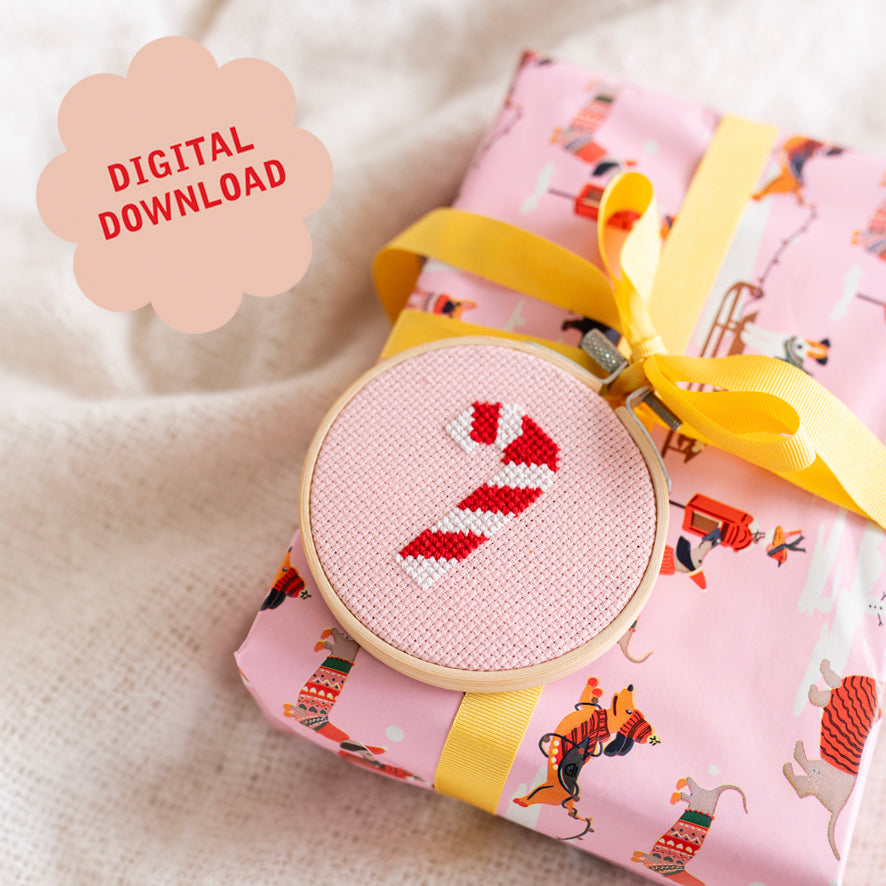 Candy Cane Mini Cross Stitch PDF Pattern – Instant Download