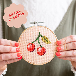 Cherry Mini Cross Stitch PDF Pattern – Instant Download