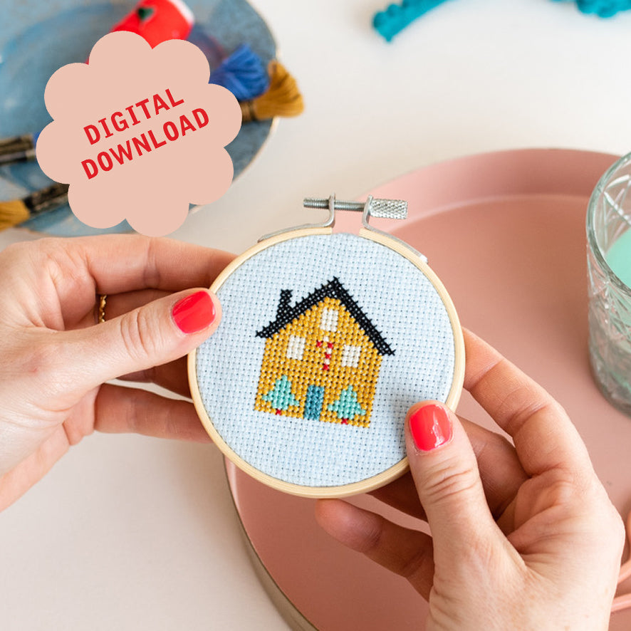 Christmas House Mini Cross Stitch PDF Pattern – Instant Download