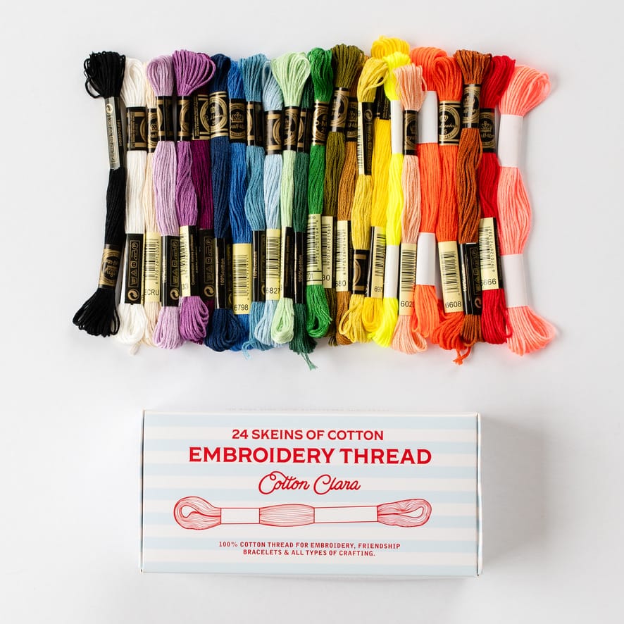 Cotton Clara 24 Skeins of Embroidery Thread - Mixed Colours