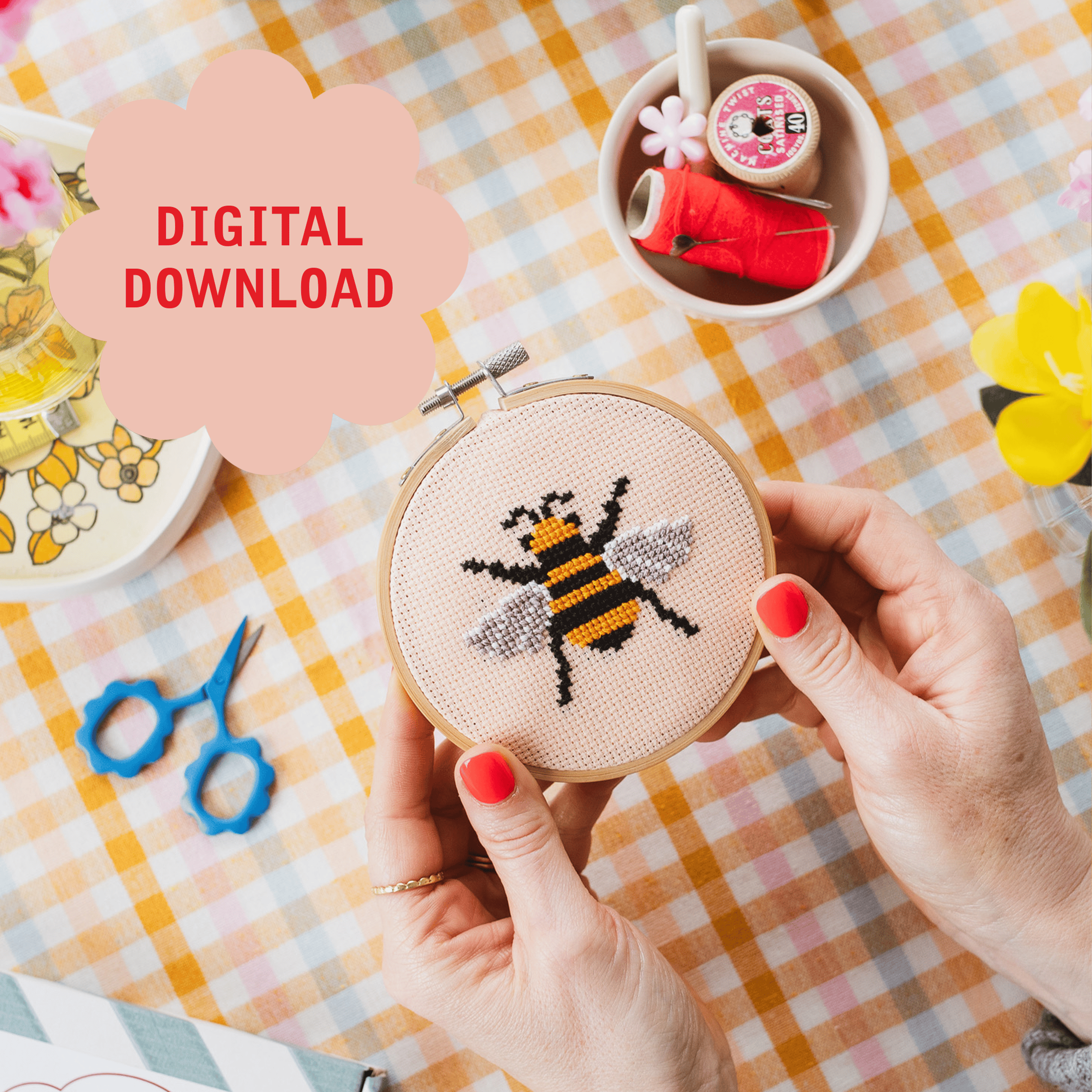 Cotton Clara Bee Cross Stitch PDF Pattern – Instant Download