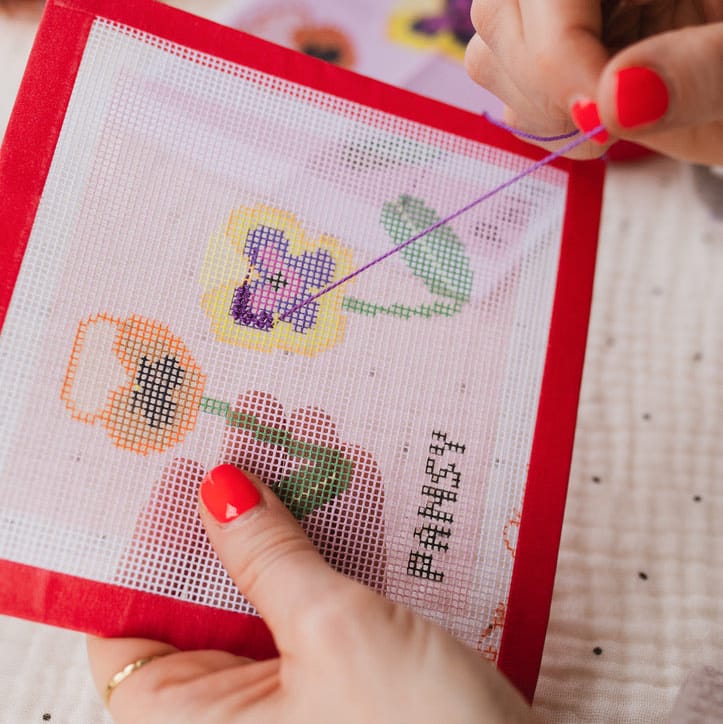 Cotton Clara Beginner Needlepoint Kit - Pansy