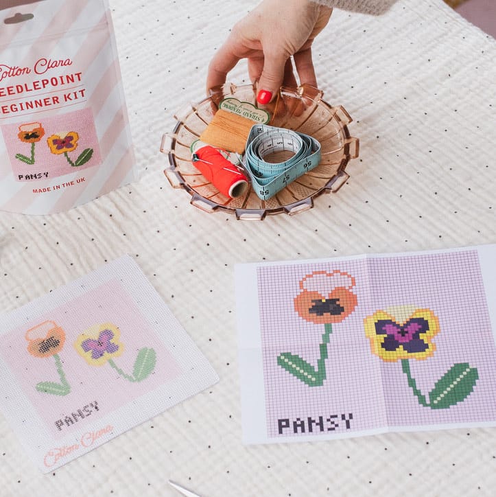 Cotton Clara Beginner Needlepoint Kit - Pansy