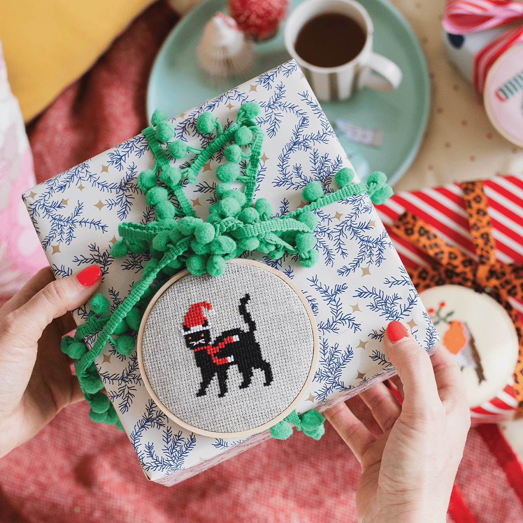 Cotton Clara Black Cat Christmas Cross Stitch Kit