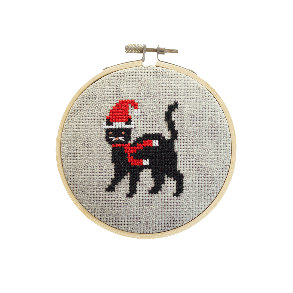 Cotton Clara Black Cat Christmas Cross Stitch Kit