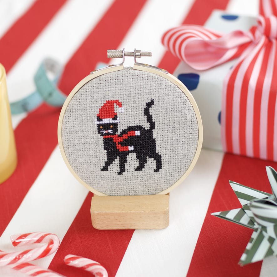 Cotton Clara Black Cat Christmas Cross Stitch Kit