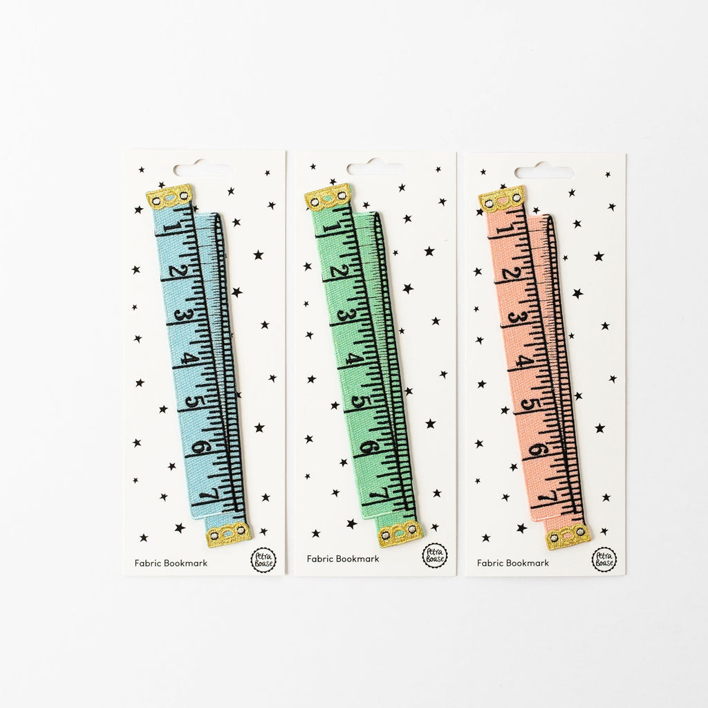 Mint Retro Tape Measure | Embroidered Fabric Bookmark