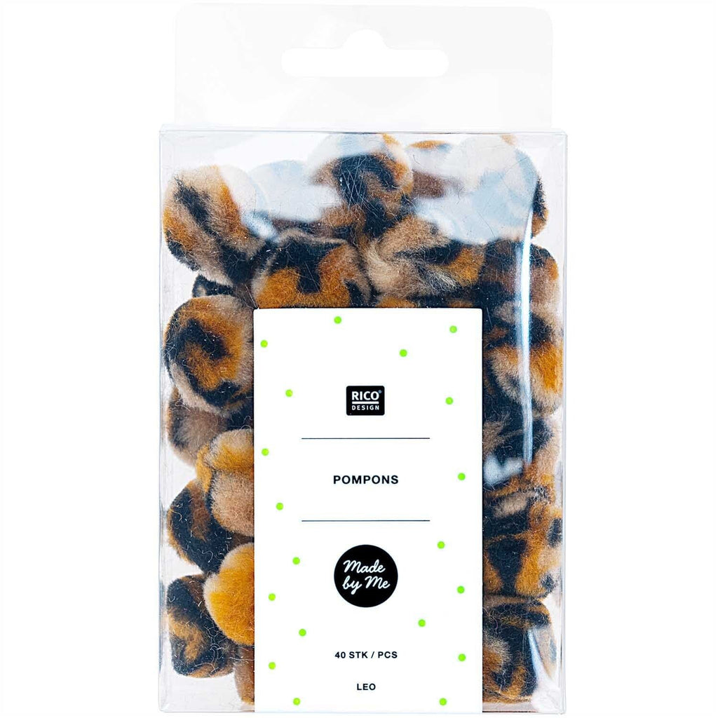Cotton Clara Box of Pom Poms - Leopard