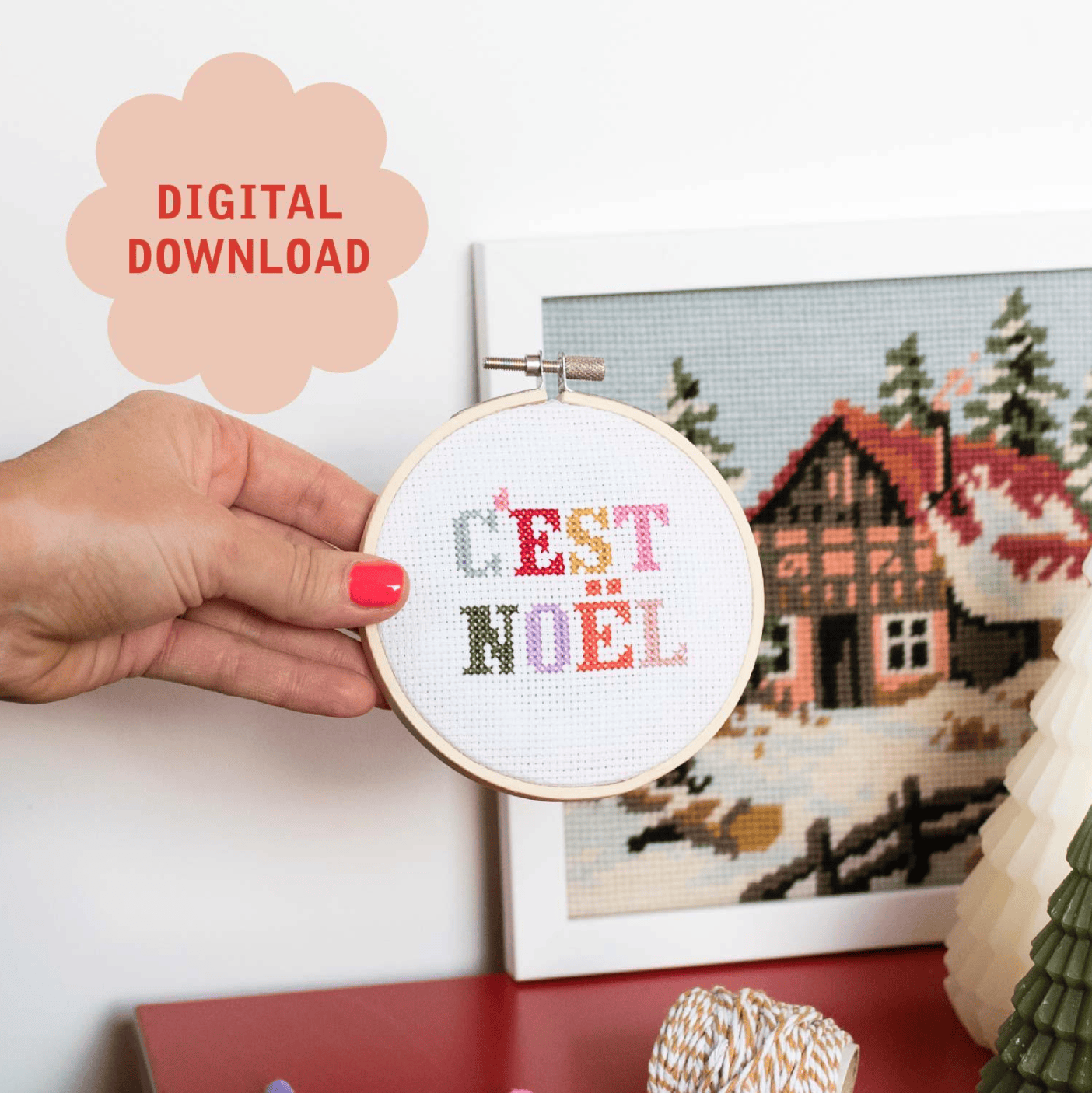 Cotton Clara C'est Noel Christmas Cross Stitch PDF Pattern – Instant Download