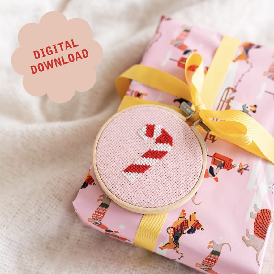Cotton Clara Candy Cane Mini Cross Stitch PDF Pattern – Instant Download