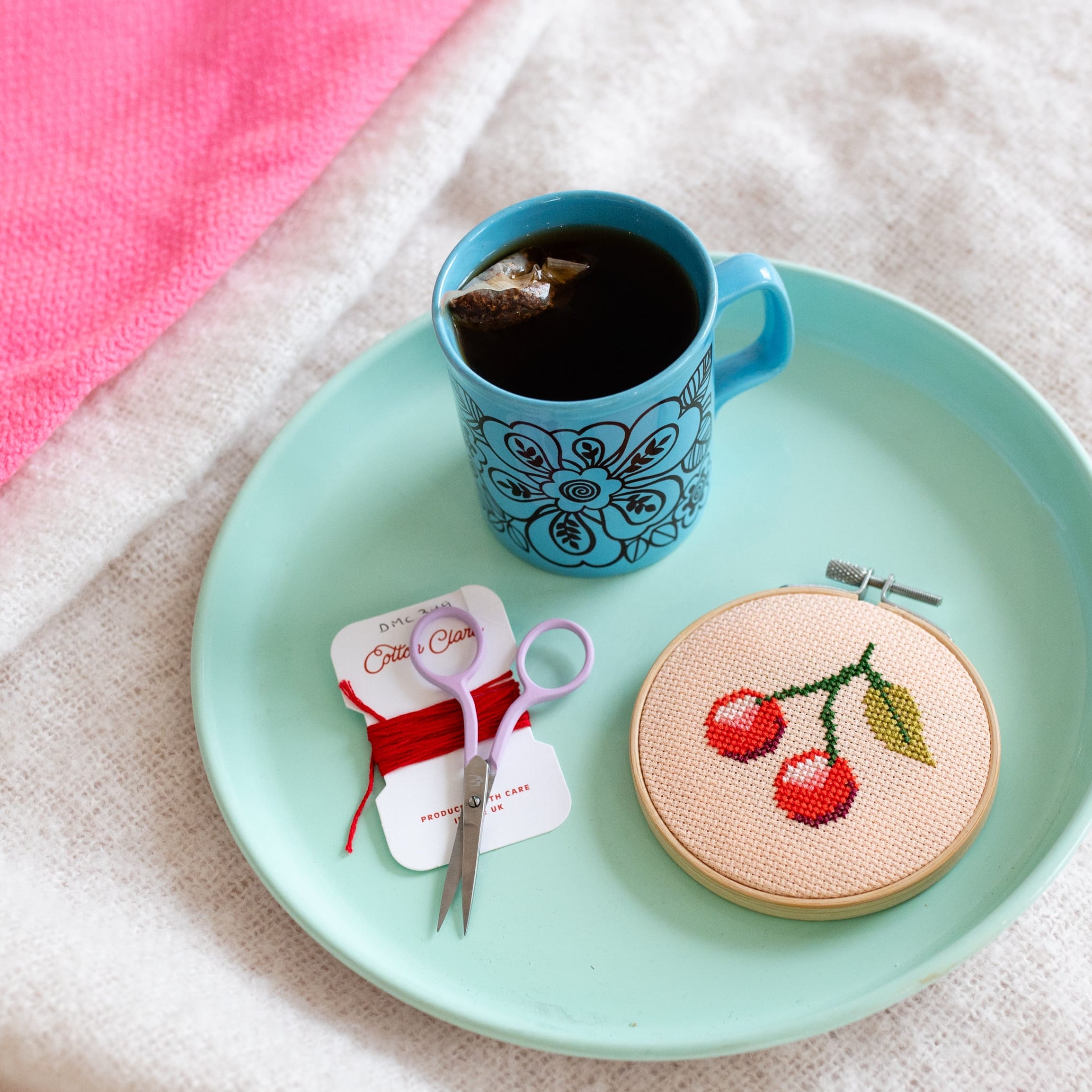 Cotton Clara Cherry Mini Cross Stitch PDF Pattern – Instant Download