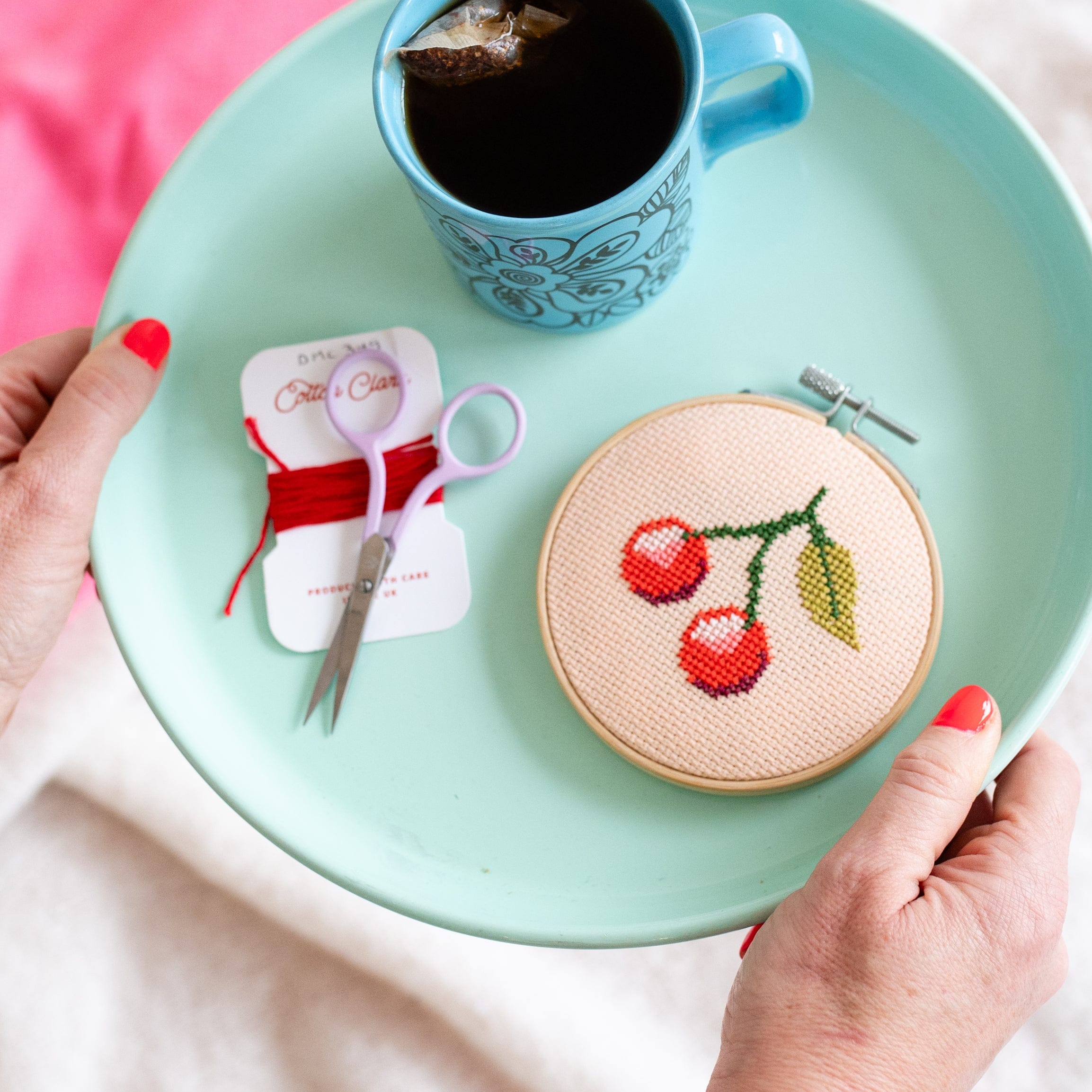 Cotton Clara Cherry Mini Cross Stitch PDF Pattern – Instant Download