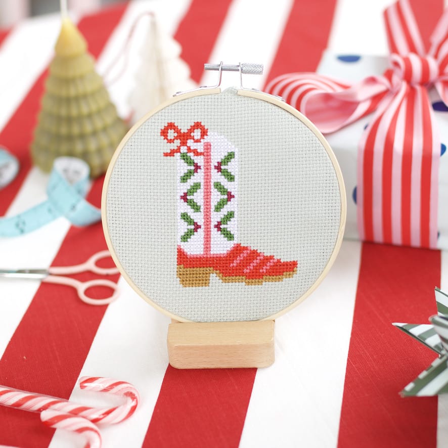 Cotton Clara Christmas Cowboy Boot Cross Stitch Kit