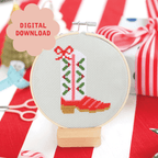 Cotton Clara Christmas Cowboy Boot Cross Stitch PDF Pattern – Instant Download