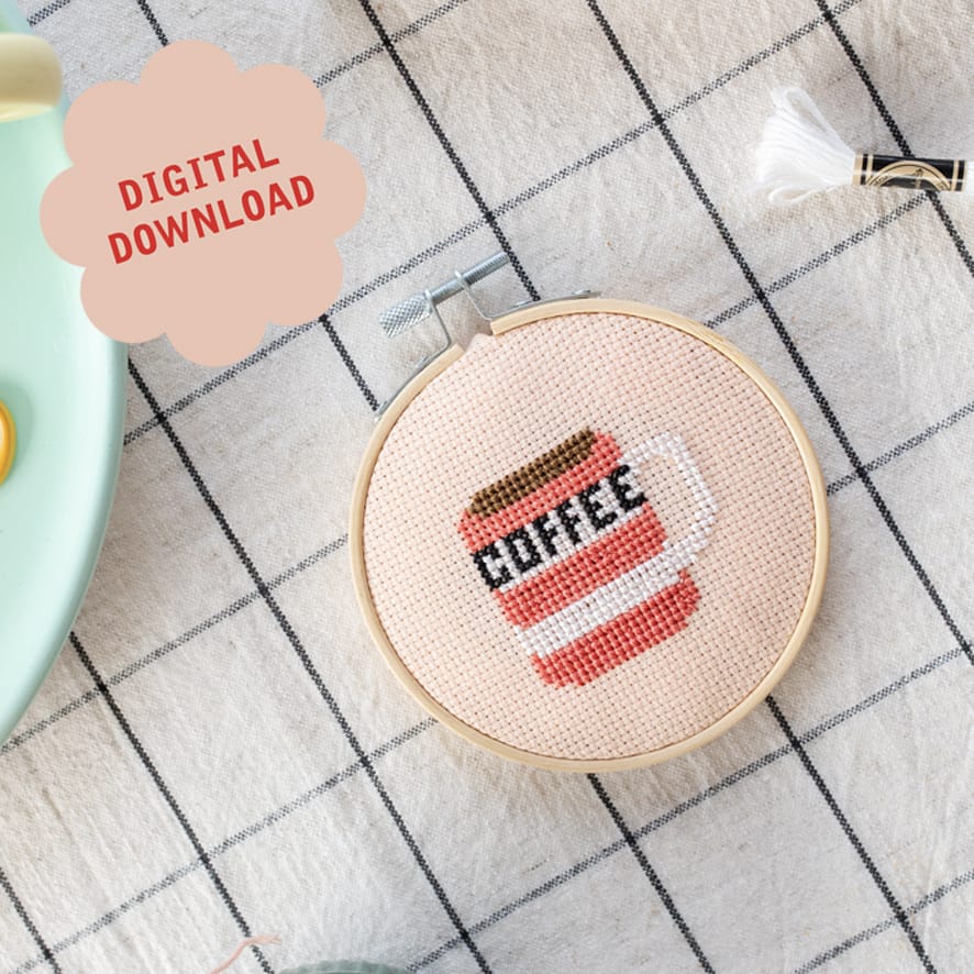 Cotton Clara Coffee Mini Cross Stitch PDF Pattern – Instant Download
